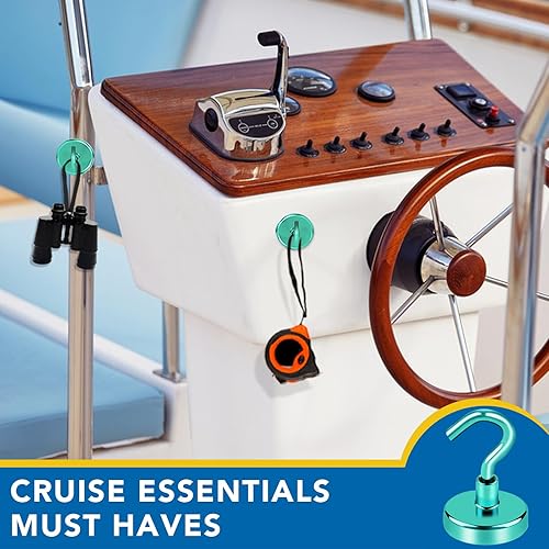 Vista 10 de LOVIMAG Imanes de crucero con ganchos, ganchos magnéticos de 50 libras para cabinas de cruceros, imprescindibles para viajes, imanes de neodimio