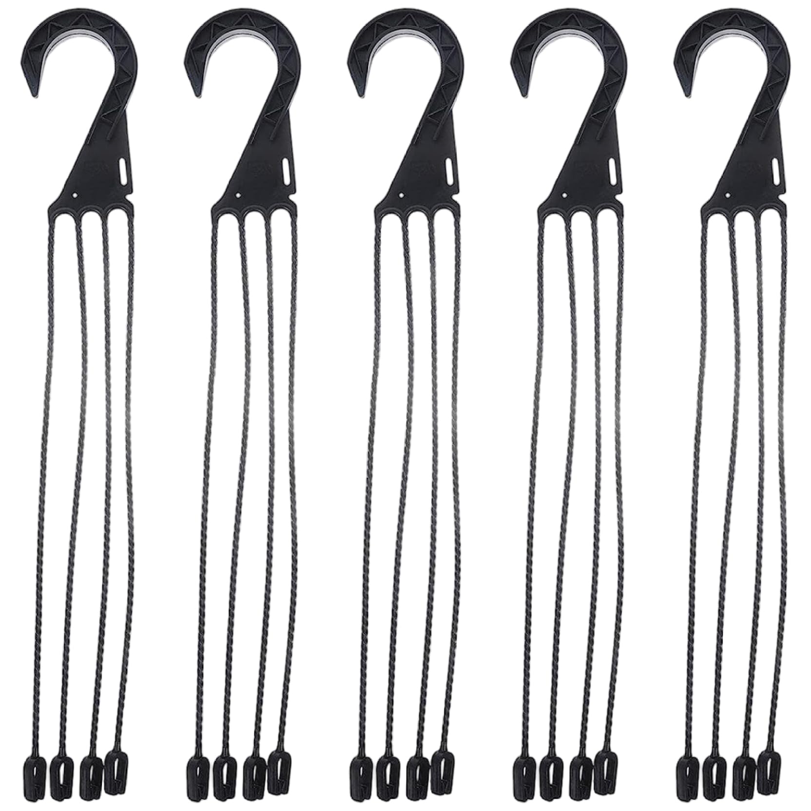 Mouyiex 5Pcs Hanging Basket Hooks, 17.7 Inch Plastic Hanging Basket Chain with 4 Hooks for Flower Pot, Bird Feeders, Lanterns, Black