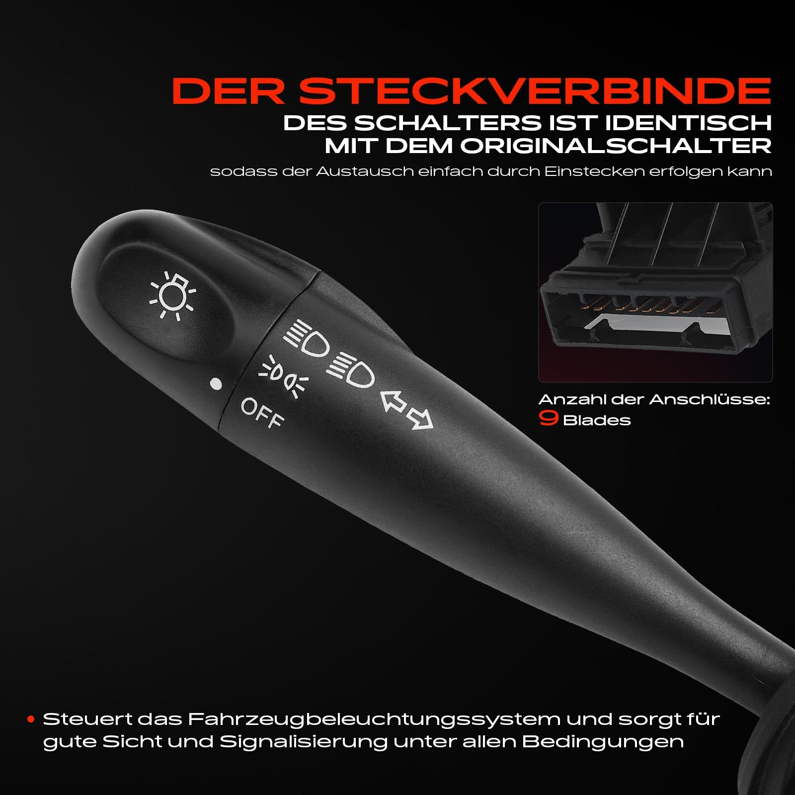 Frankberg Lenkstockschalter 9-Polig &-Lichtumschalt-Funktion &-Blinker-Funktion Fahrerseitig Kompatibel mit Getz TB 2002-2009 Picanto BA 2005-2011 Picanto SA 2004-2011