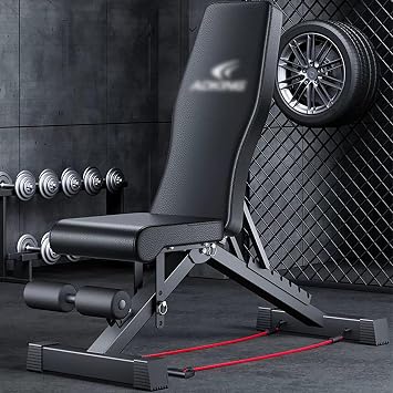 Adjustable Weight Bench, Multifunctional Weight Bench, Folding Fitness Bench for Strength Training at Home, with Flat Decline for Full Body Training Adjustable Weight Bench Utility 31*104*105cm Black