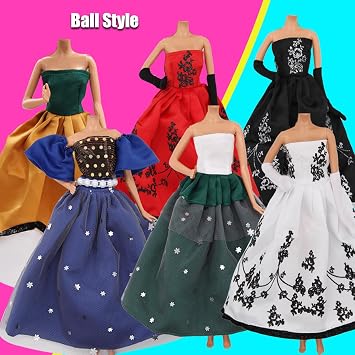 ZTWEDEN Doll Dress Set with Handmade Doll Clothes Wedding Party Dresses Gown Includes Gloves for 11.5 Inch Girl Doll(6 Styles)