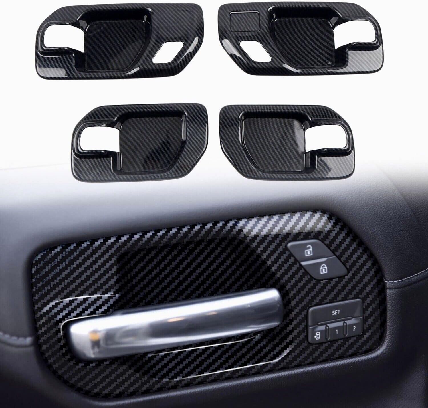 for Chevy Silverado 1500 4-Door 2019-2023 LHD Carbon Fiber Black Whole Set Interior Cover Trim 14pcs Car Accessories(Not fit Crew cab Version)