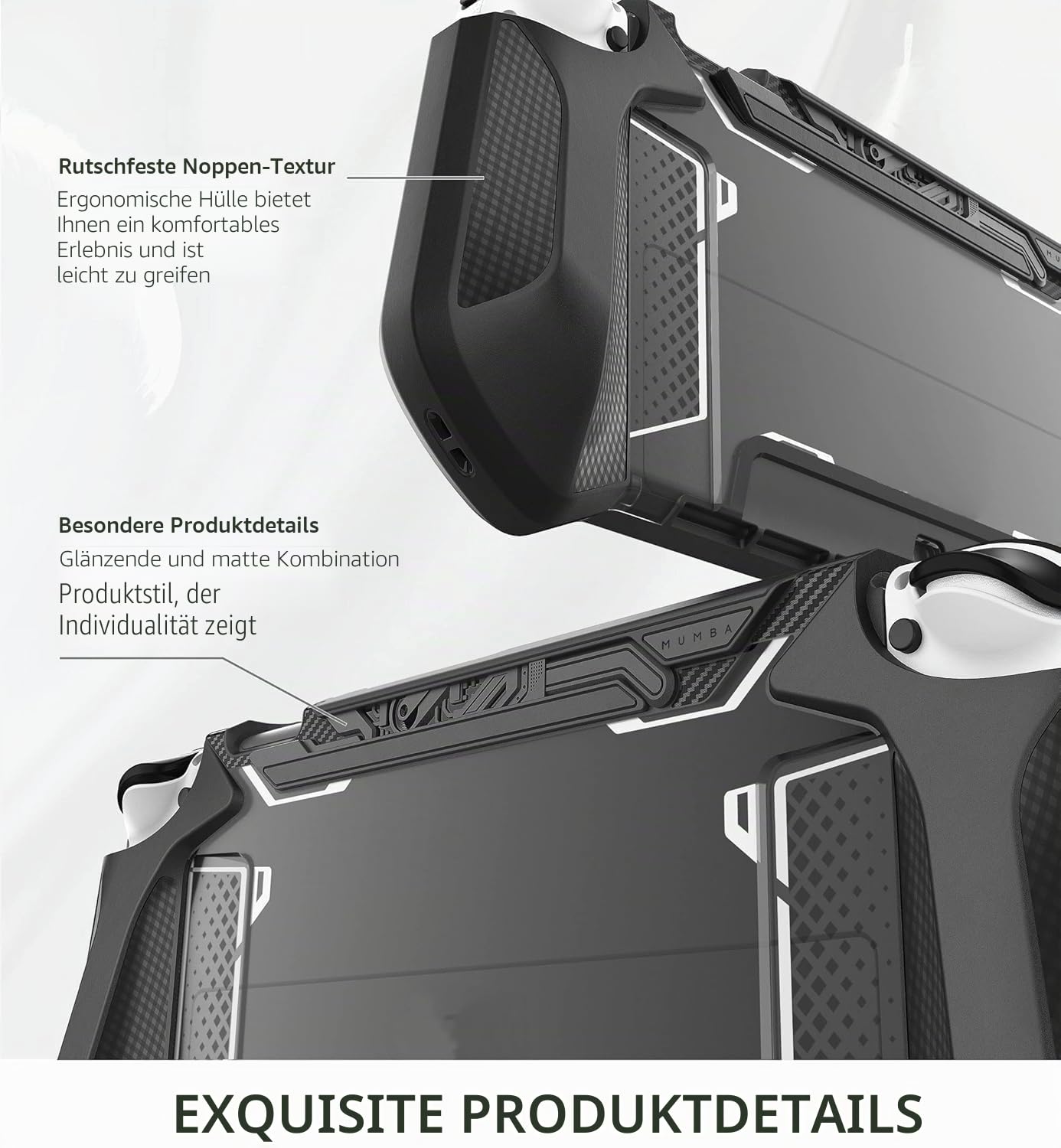 Mumba Dockable Hülle für Nintendo Switch OLED 2021, [Blade] TPU Grip Schutzhülle Zubehör Kompatibel mit Nintendo Switch OLED 7 Zoll und Joy-Con Controller (Schwarz)