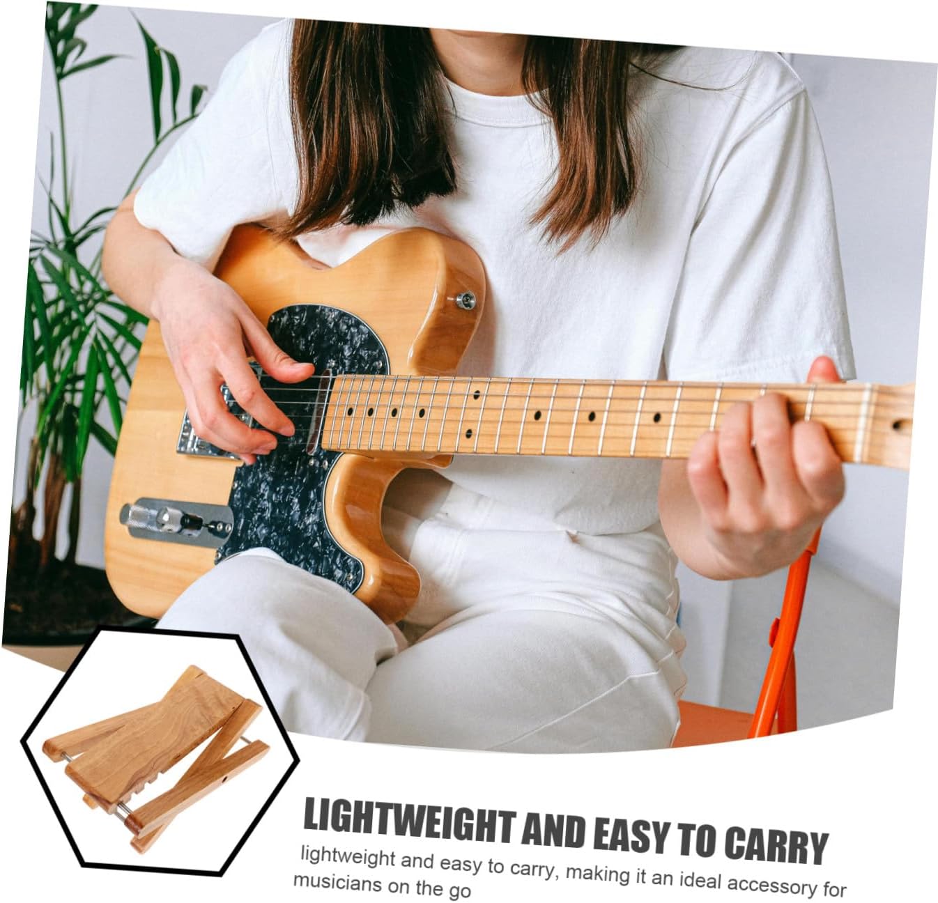 Wooden Guitar Foot Stool Adjustable 4-Level Support for Classical Players