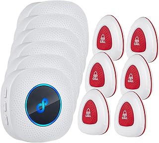 Caregiver Pager, Wireless SOS Call Button for Elderly at Home, Medical Life Alert System for Patients, Disabled, Nurses, 6 Receivers + 6 Buttons