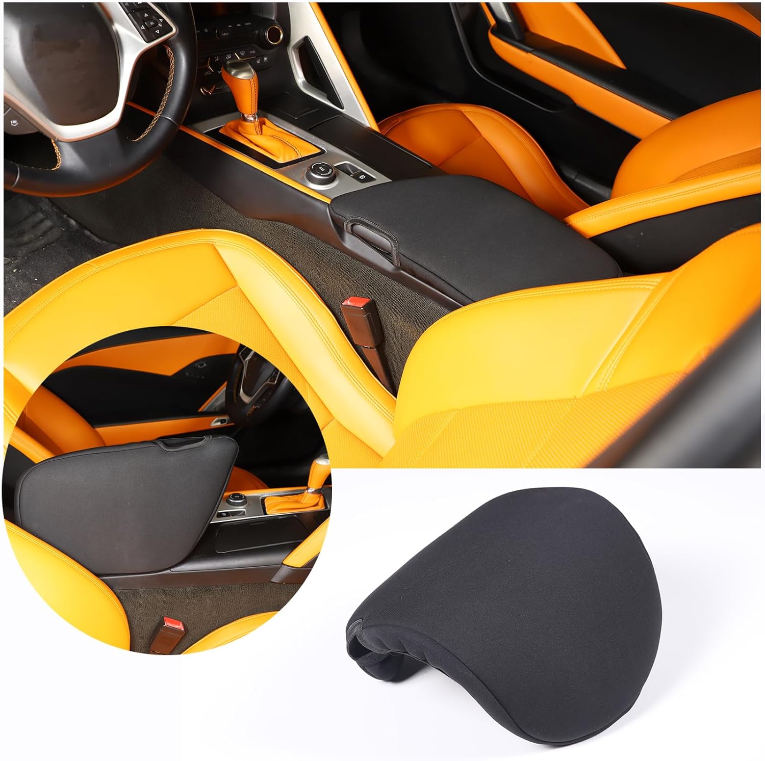 Central Control Lid Armrest Cover Compatible with Chevrolet Corvette C7 2014-2019 Armrest Box Panel C7 Armrest Container Protection Cover Fabric Car Interior Accessories