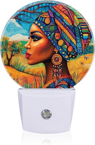 Vista 10 de Lámpara de luces nocturnas LED con sensor de amanecer a anochecer, colorida con colibrí posado en una rama, luz nocturna enchufable en la pared