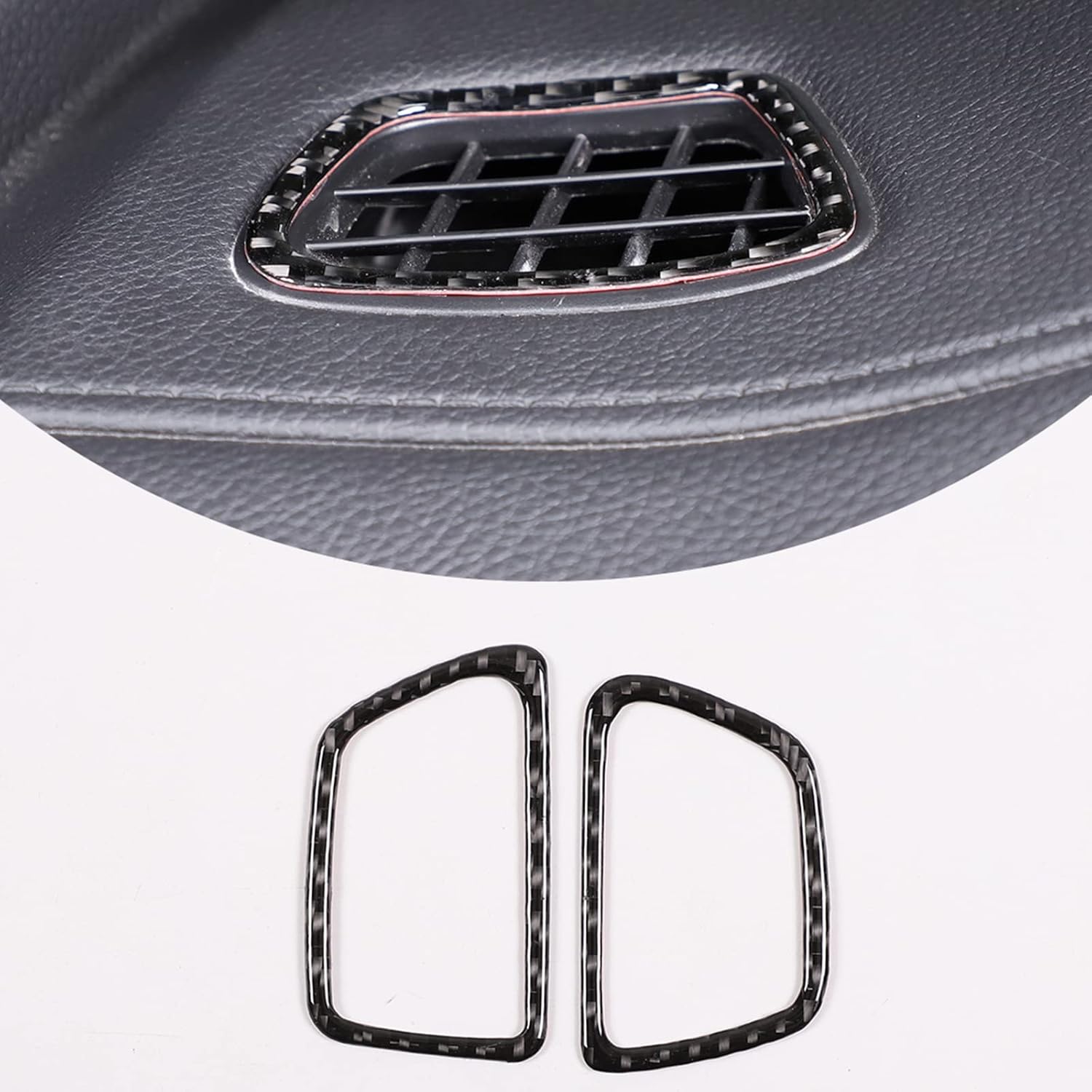 Fit for Honda Pilot 2016-2022,Honda Ridgeline 2017-2023,Honda Passport 2019-2023 Soft Carbon Fiber Car Dashboard Side Air Conditioning Vent Frame Stickers 2PCS (Black Carbon Fiber)