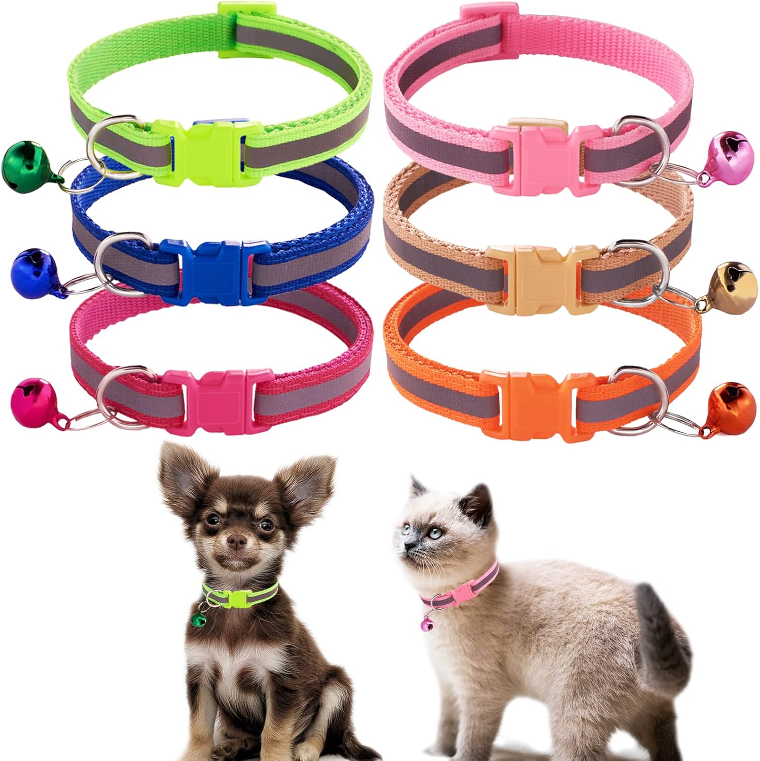 Jecikelon 6 PCS ReflectivePuppy Collars Adjustable Pup