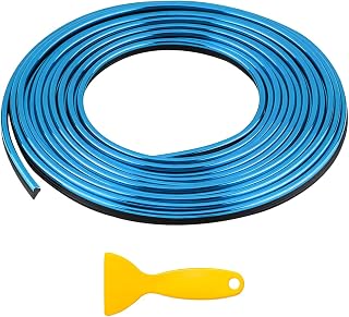 Car Interior Trim Strips, 16.4ft Styling Door Dashboard Decoration with Installing Tool, DIY Flexible Moulding Line Filler Insert Strip for Automotive Door & Dashboard Gap (Blue)