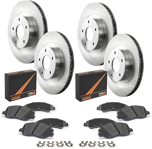 Max Advanced Brakes Kit de freno delantero y trasero para Jeep Wrangler 2007-2017 Jeep Wrangler JK 2018 con rotor delantero de 11.89 pulgadas de