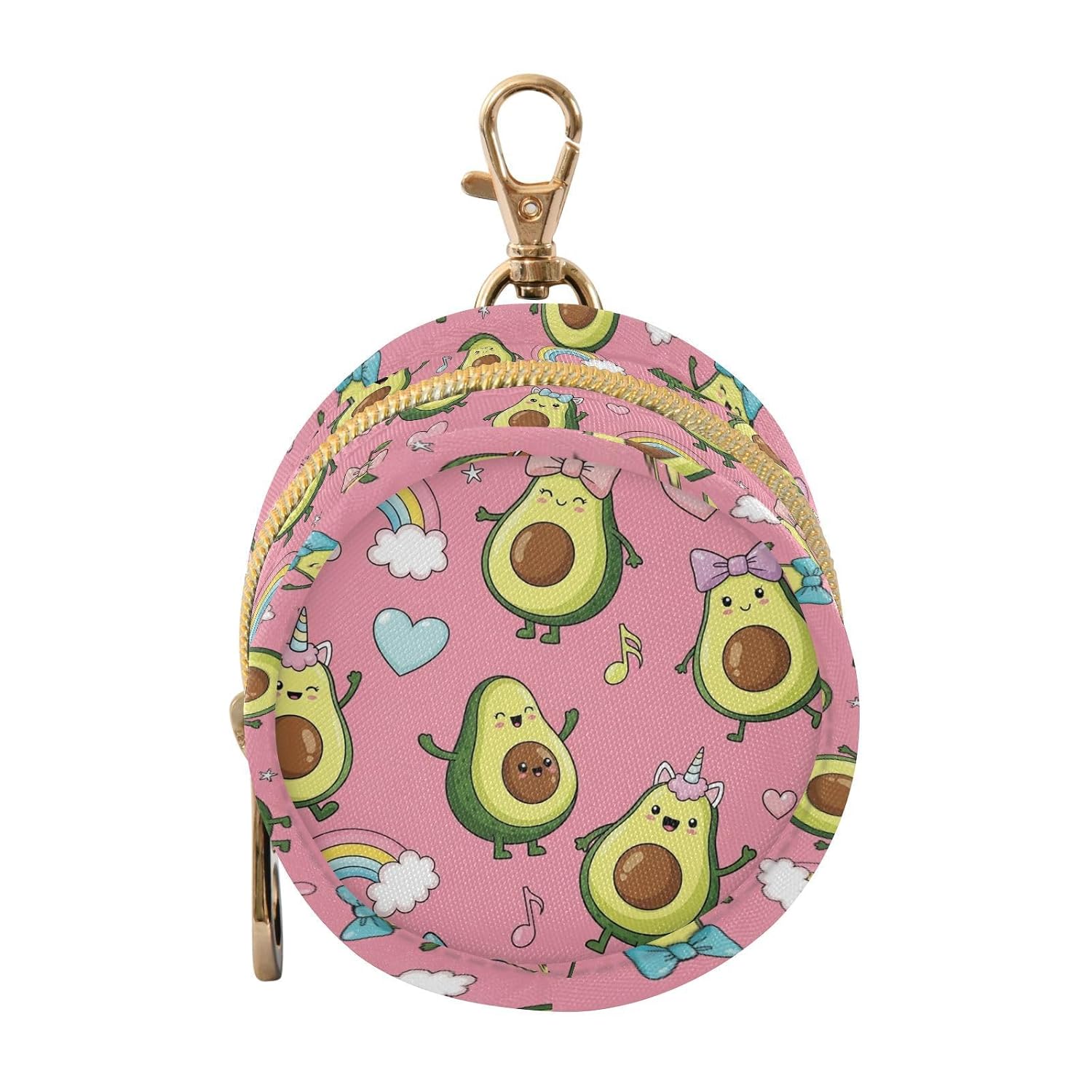 Cute Avocado Rainbow Pink Print Pacifier Holder Case for Diaper Bag Portable Travel Pacifier Storage Case with Clip Pacifier Case Bag for Outdoor Purse Baby Girls Boys