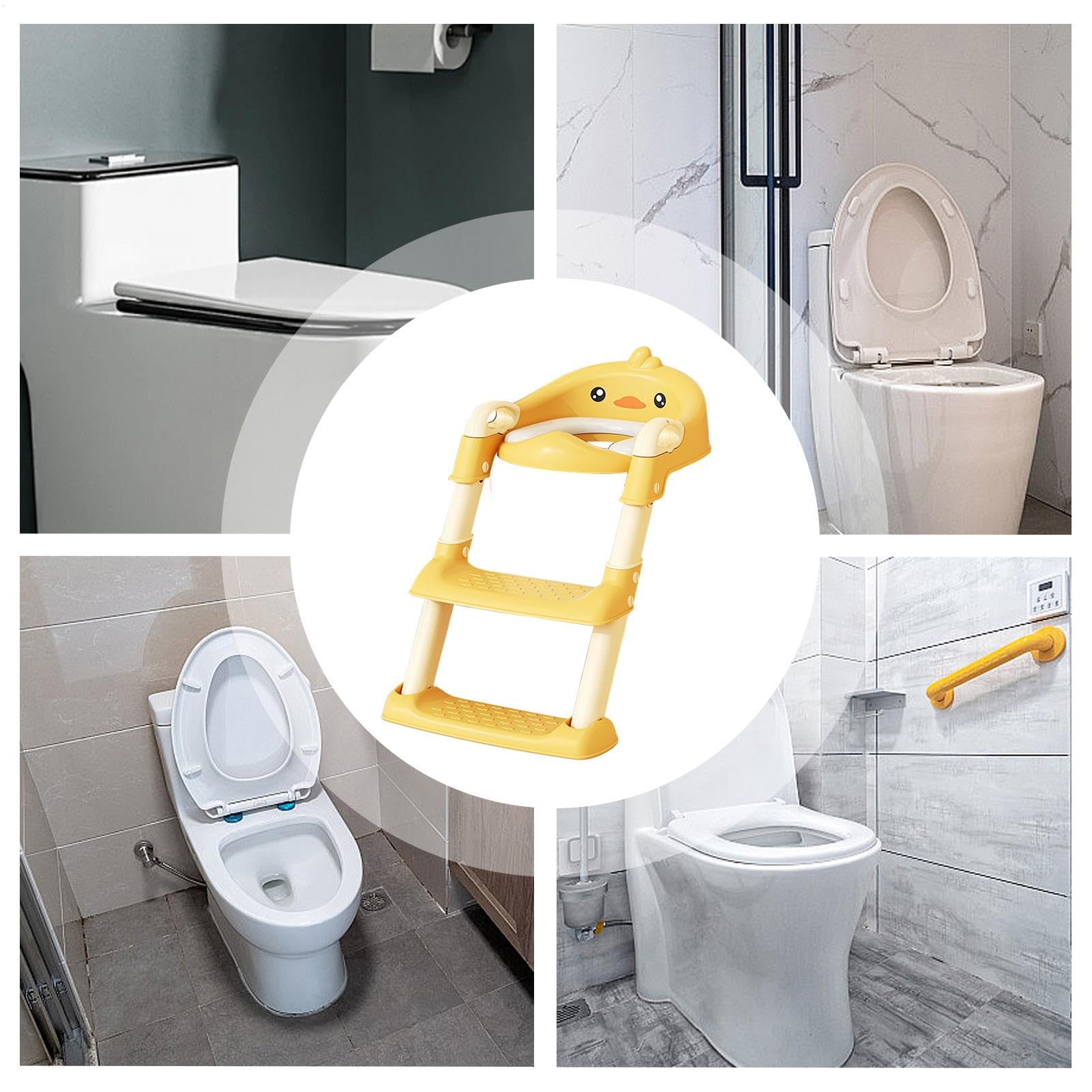 Scaletta per WC, vasino, seduta in vasino – vasino pieghevole per bambini – accessori per servizi igienici, scala ergonomica con sgabello per ragazze | Portatile Per Bambine e Bambini Forniture Addestramento Vasino Confortevole per Piccoli Bagno WC Cartoo