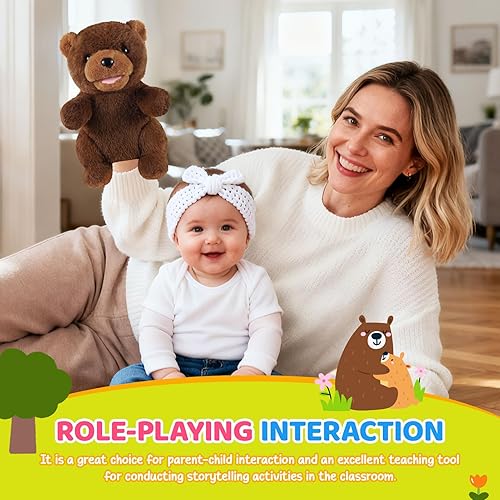 Miniatura 7 de Marionetas de Mano de Animales de 11 Pulgadas Safari Selva Zoológico Bosque Títere Selva Tropical Pastizales Animales Juego de Roles para Niños