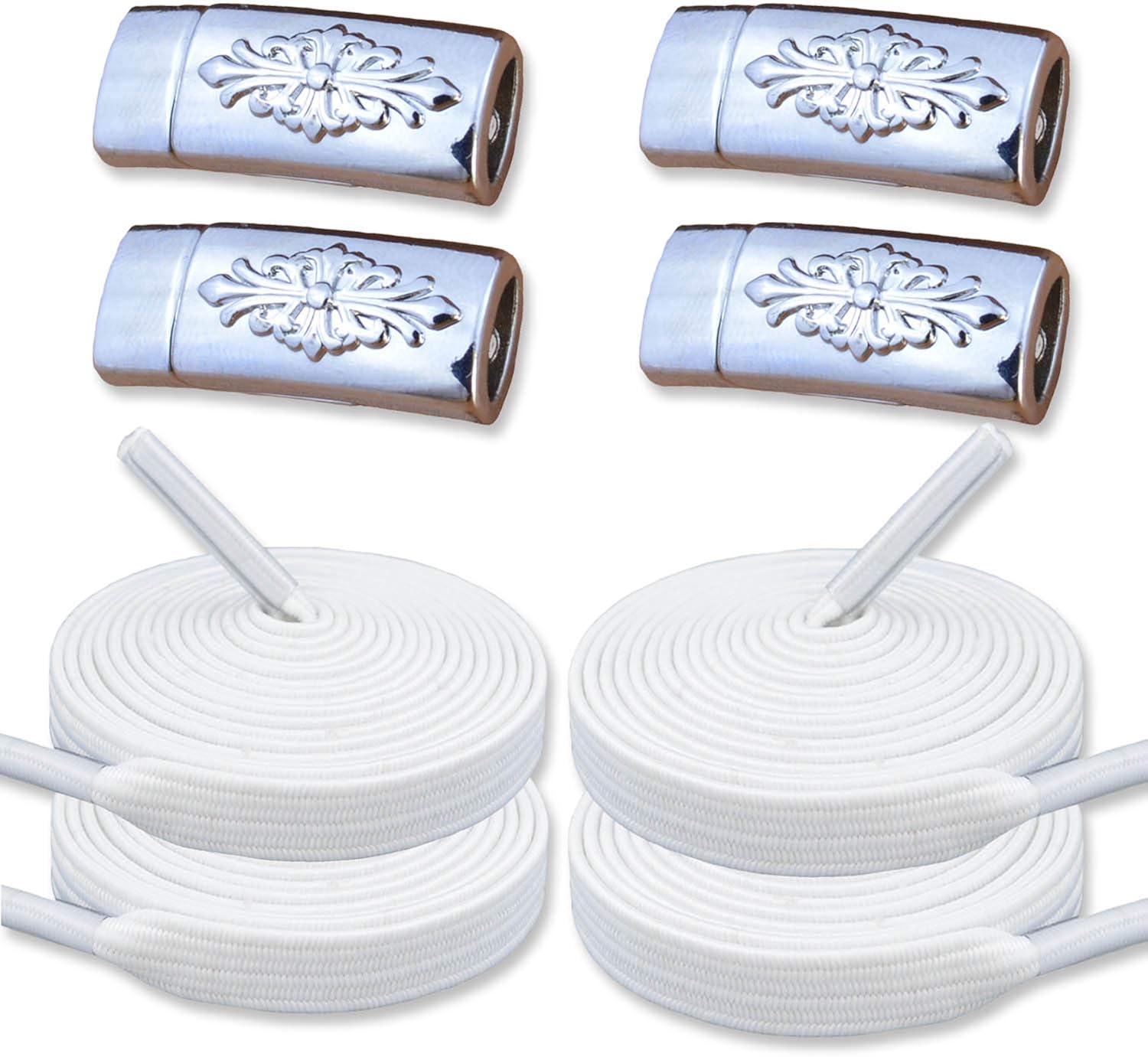 OLOEY No Tie Shoelaces Magnetic Metal Lock Elastic Shoelaces,One Size Fits All,For Adult &kids.