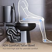 Vista 5 de ELLAI Inodoros Alargados de Dos Piezas ADA Altura Cómoda 16.5" Descarga Individual Potente 1.28 GPF 12" Rough In con Palanca de Descarga Lateral