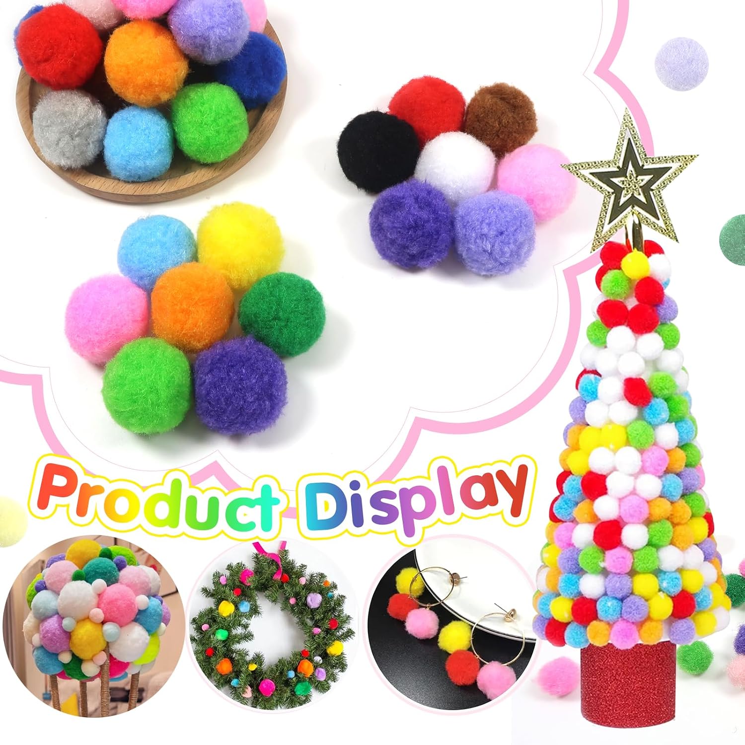 TOAOB 30pcs Large Pom Poms 2.4 Inch Multicolour Craft Fuzzy Pompoms Balls image 5