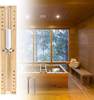Sanduhr Sauna Timing Zubehör Timer 15 Minuten, Küchentimer Hitzebeständig Sauna Sanduhr Uhr aus Holz Weiß Sand