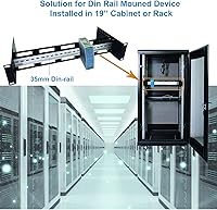 Vista 3 de Kit de riel DIN de montaje en rack de 19 pulgadas, chasis de riel DIN ajustable de profundidad para montaje en bastidor, soporte de montaje en rack