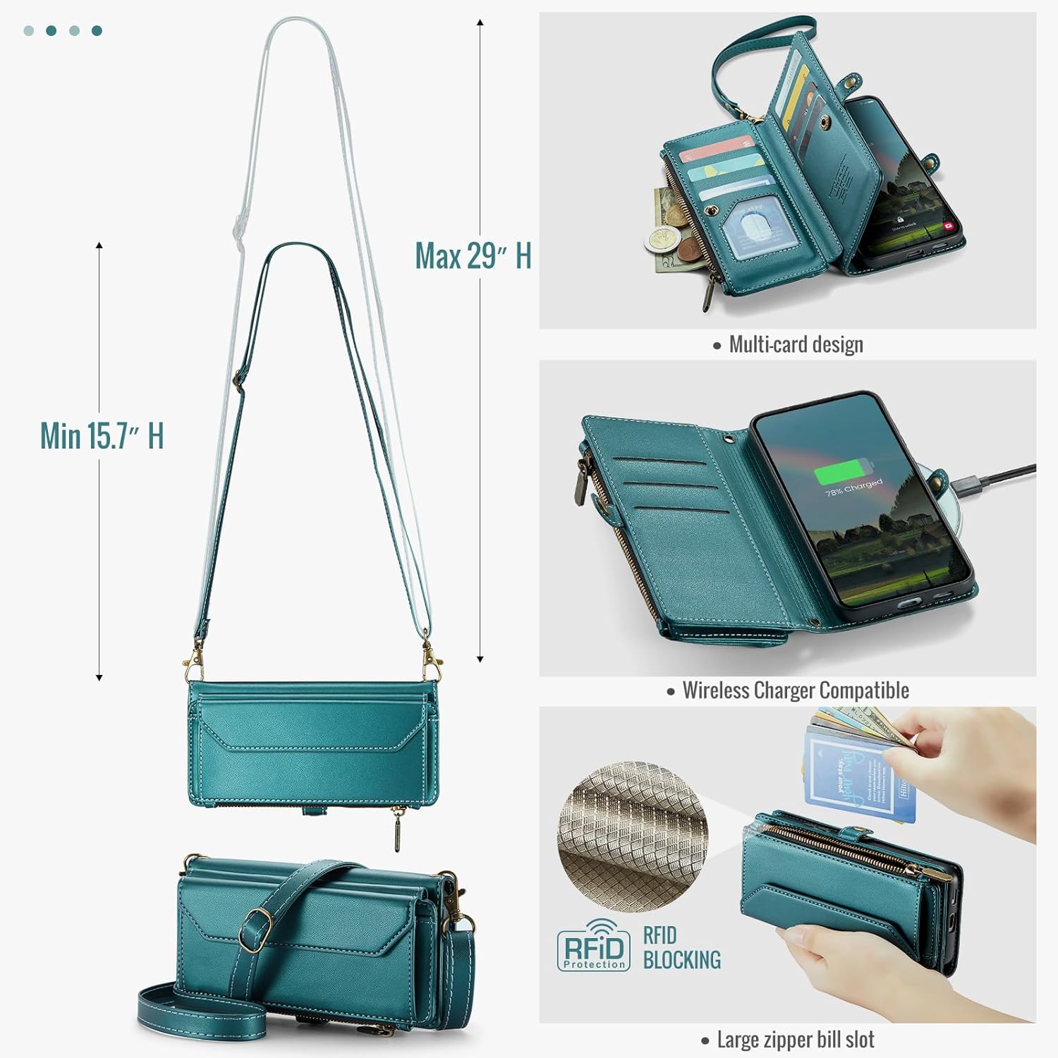 Asuwish Phone Case for Samsung Galaxy S26 5G Zipper Wallet Cover with Tempered Glass Screen Protector and Wrist Strap Flip RFID Blocking Credit Card Holder Stand Cell S 26 26S G5 Women Men Girls Green