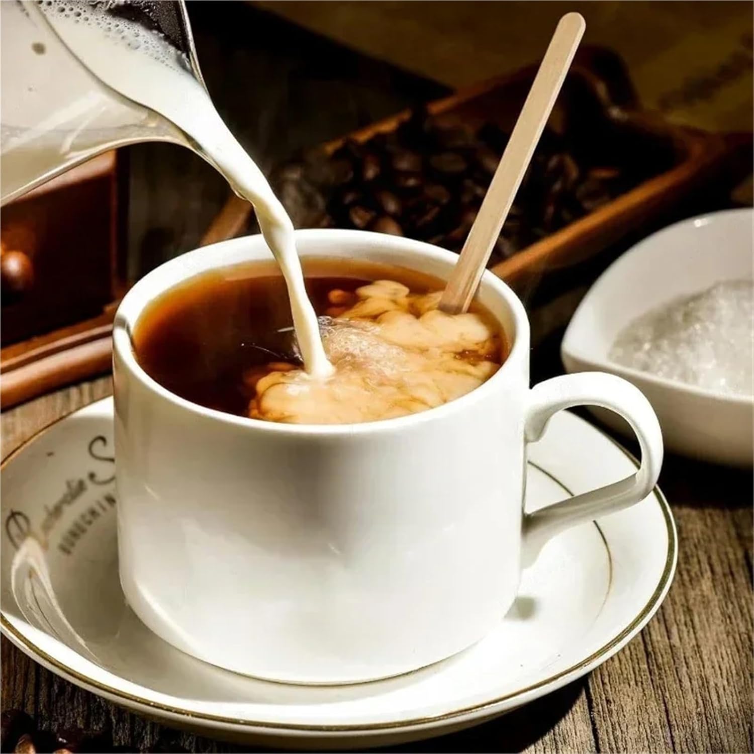Biodegradable Disposable Wooden Stir Sticks – 1000 Pcs for Coffee, Hot/Cold Beverages | Ideal for Home, Bar & Cafe