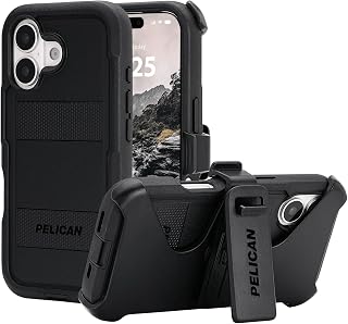 Pelican Voyager iPhone 17 手机壳 [MagSafe适用] 结实的智能手机壳 24英尺的军用级防摔保护 - iPhone 17用皮带夹皮套高耐久电话盖 - 黑色