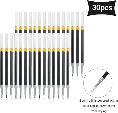 Miniatura 4 de Lanxivi 30 unidades de repuesto de bolígrafo de gel de 0.020 in, repuesto de tinta negra, bolígrafo retráctil de tinta de gel Zennyth y Kaco