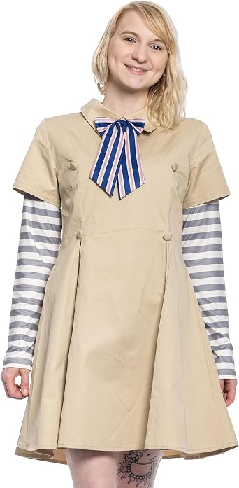 Megan The Doll Hallowen Costume Dress Shirt and Bow Womens Cosplay