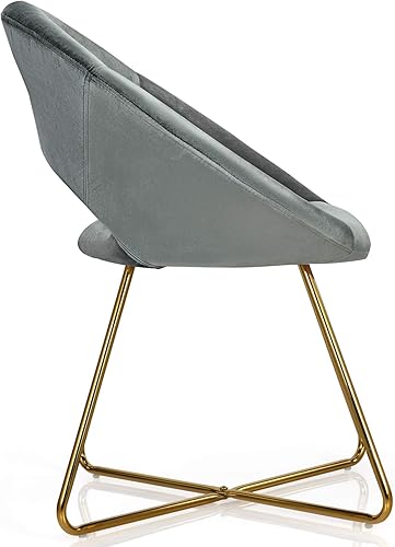 Miniatura 9 de Giantex Juego de 2 sillas decorativas modernas de terciopelo, cómodas y bonitas sillas de escritorio tapizadas, carga máxima de 300 libras, sillón