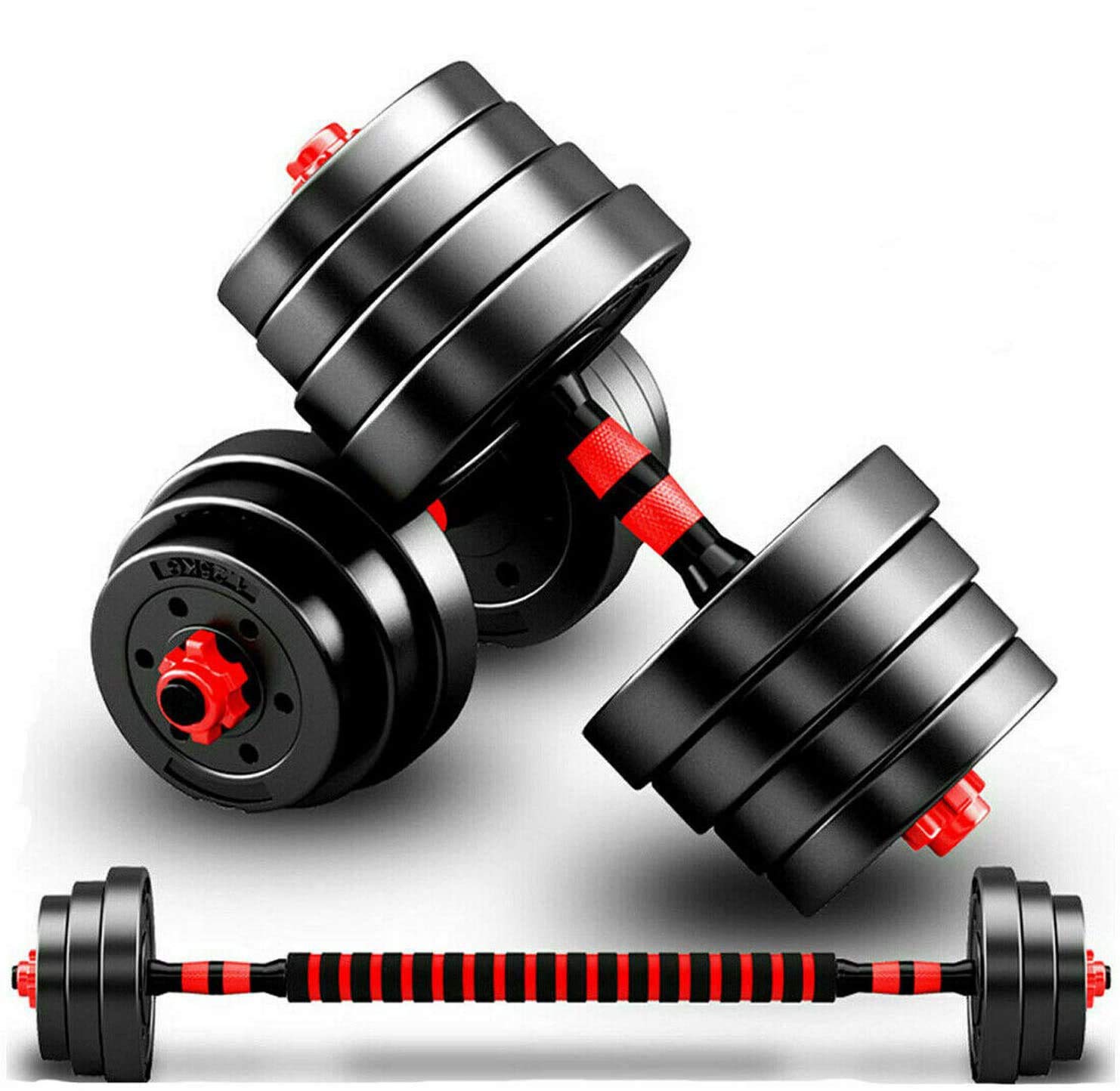 MAXSTRENGTH Adjustable Dumbbell Barbell Strength Training Weightlifting Set Home Gym Bicep Vinyl Dumbbell Pair (15Kg)