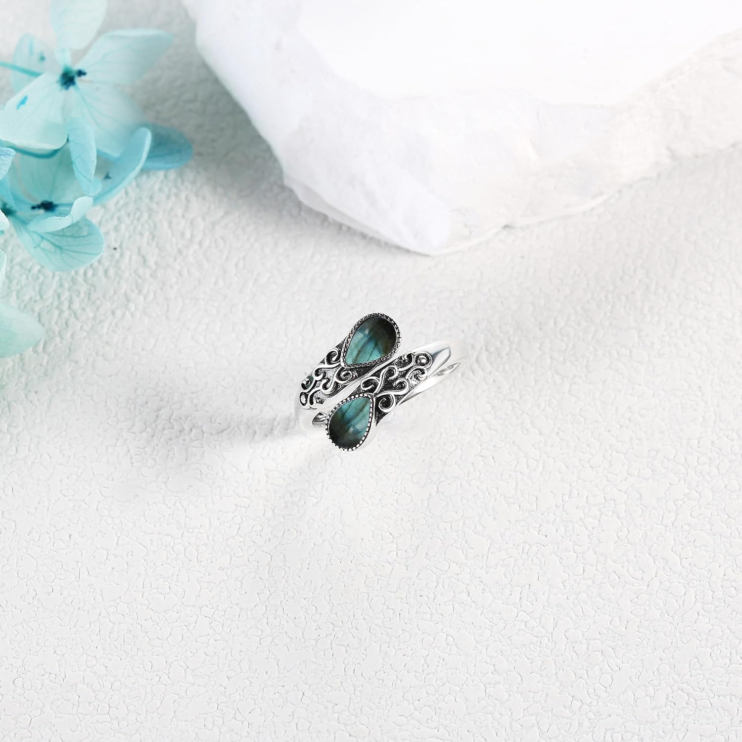 Ring for Women Sterling Silver Adjustable Band Open Rings Jewelry Gifts for Girls - Image 5