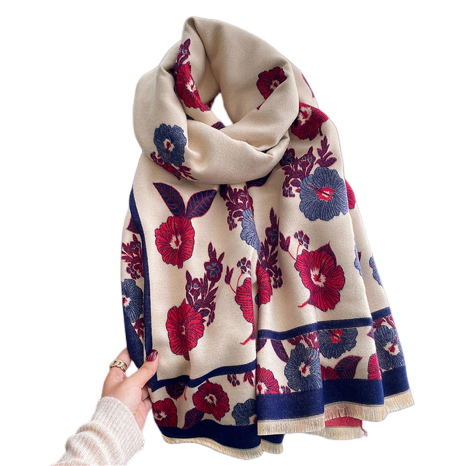 URYYRIT Foulard Écharpe Cachemire Chaude Dames Imprimer Un Châle De Couverture Hivernale Épaisse Et Envelopper Pashmina 180 * 65 Cm Femmes-Wyt59-2