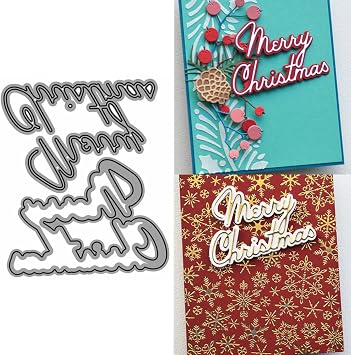 Shadow English Word Merry Christmas Metal Cutting Dies Sets for Card Making