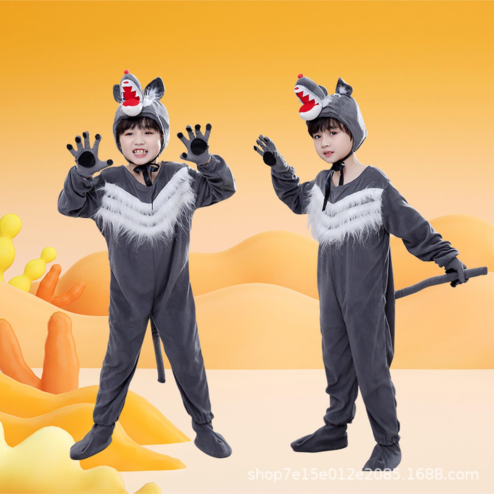 Generisch Combinaison de performance pour garçon - Costume de loup - Pour enfants - Spectacle de scène - Fête dansante - Printemps été - Décontracté - Confortable - Pour enfant