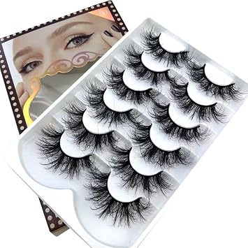 5pairs/6 Pairs Fluffy False Eyelashes Natural Faux Mink Strip 3D Lashes Pack SR-2,1 Count Pack of 1