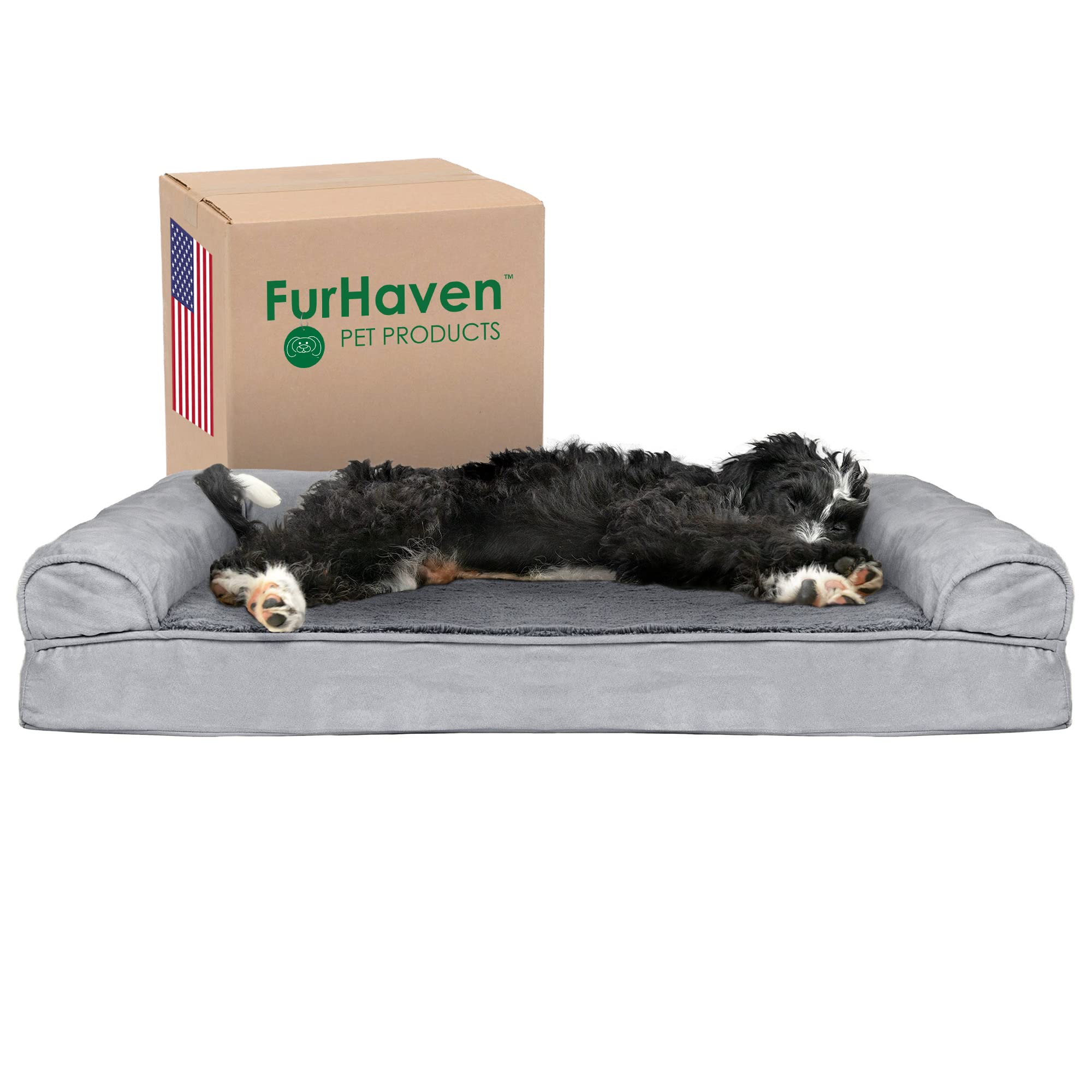FurHaven Cooling Gel Infused Memory Foam an Sofa Pet Bett für Hunde und Katzen