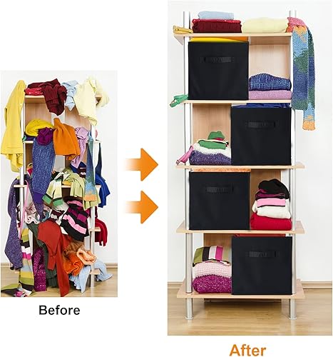 Miniatura 7 de PACHIRA E-Commerce Contenedores de almacenamiento en cubo, organizador de almacenamiento de 11 x 11 pulgadas, contenedores plegables de tela con