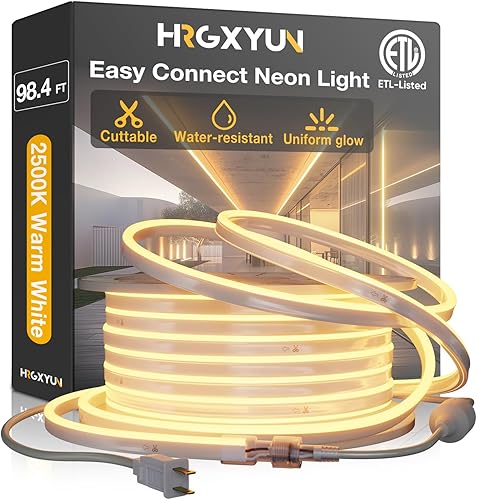Miniatura 27 de Cuerda de luz LED de 110 V, neón LED de 16.4 pies, tira de luz de neón comercial impermeable para exteriores, lista ETL, luces LED de neón blancas
