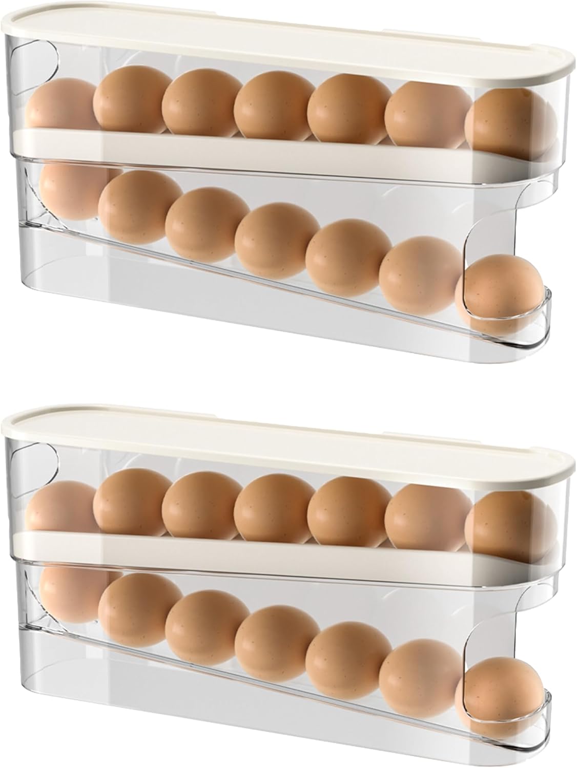 Auto Rolling Refrigerator Egg Carton,Large Capacity Egg Holder Tray for Refrigerator,Home Essentials Organization and Storage Box,12 Eggs Egg Holder,set of 2 (2)