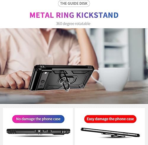 Miniatura 3 de Funda para Pixel 7 con protector de pantalla HD 2 unidades Funda de teléfono a prueba de golpes de grado militar que pasa la prueba de caída de 16