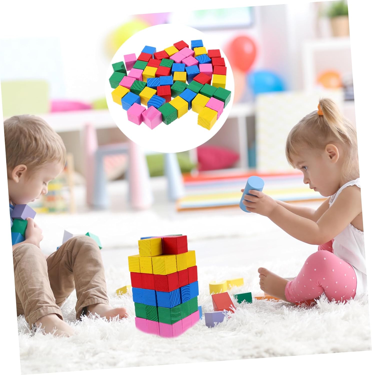 YARNOW 200Pcs Building Blocks for Safe and Stacking Cube Blocks for Hand Eye Coordination for Early Childhood Development and Imaginative Play
