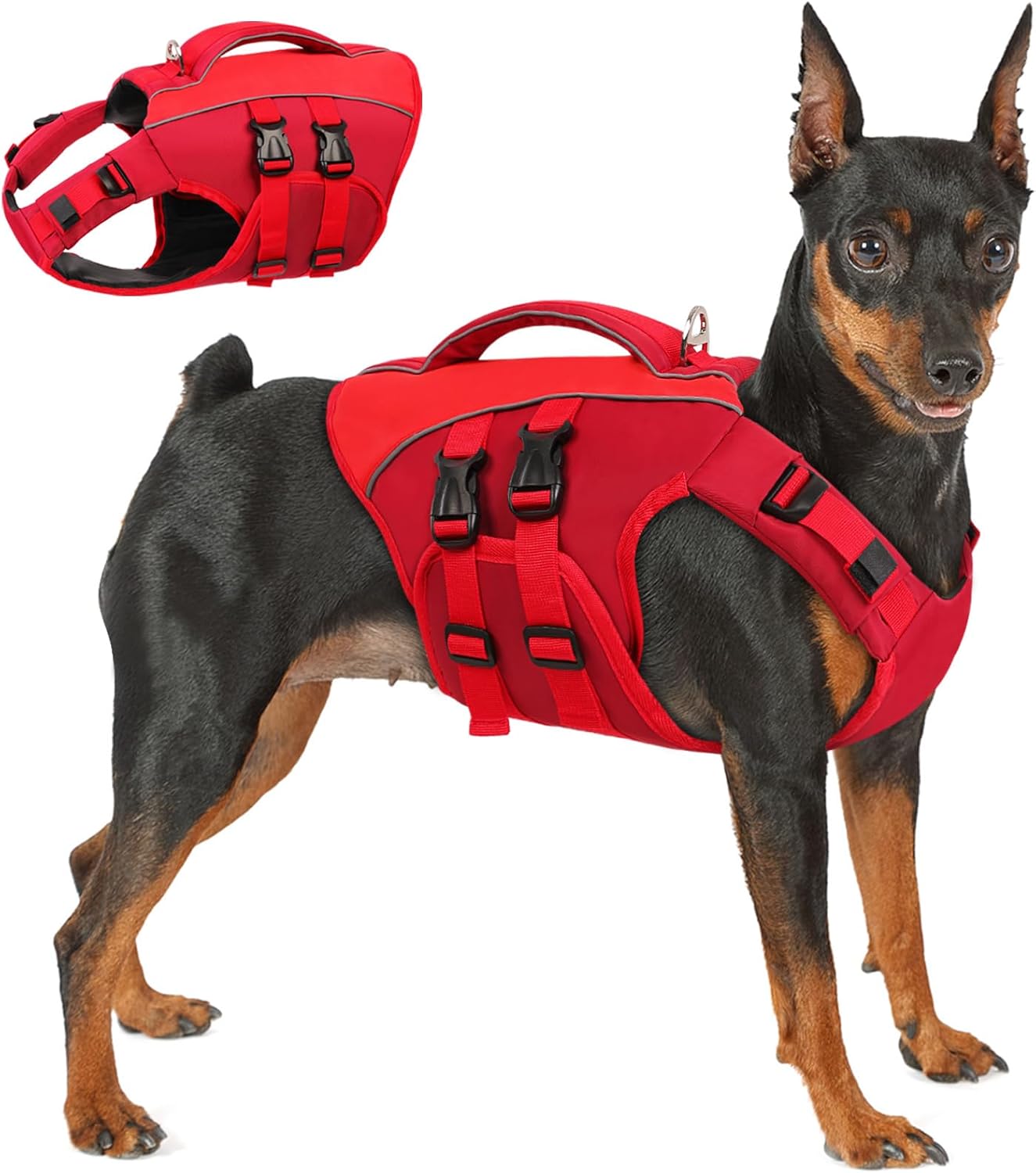 Queenmore Dog Life Jacket,Life Vest for Extra Large Dogs,Reflective Dog Swimming Jacket,Superior Buoyancy Pet Lifesaver,High Floating Pet Life Vest for Swimming(Red,XL)