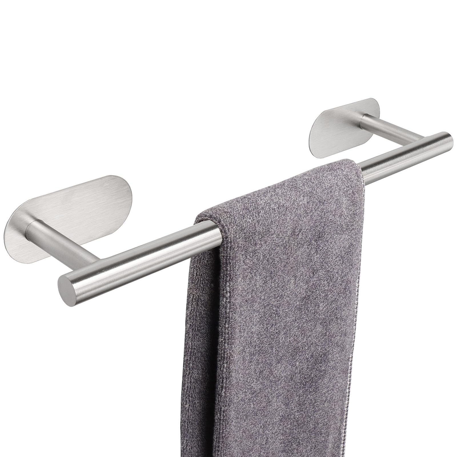 TocTen Self Adhesive Bathroom Towel Bar, Stick Towel Rack for Bathroom, Rustproof Stainless Steel Bath Towel Holder No Damage, Easy to Install Adhesive Towel Rod for Bathroom (Brushed Nickel, 16 Inch)