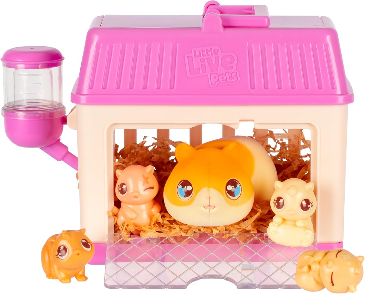 Hamster Mini Interactive Toy Set, Hutch Animal Playset with 3 Surprise Babies, 20+ Sounds, Hamster Must-Haves for Ages 3+ | 20+ sounds, deluxe hutch reveals 3 babies, accessories; interactive pet toy for kids ages 4+
