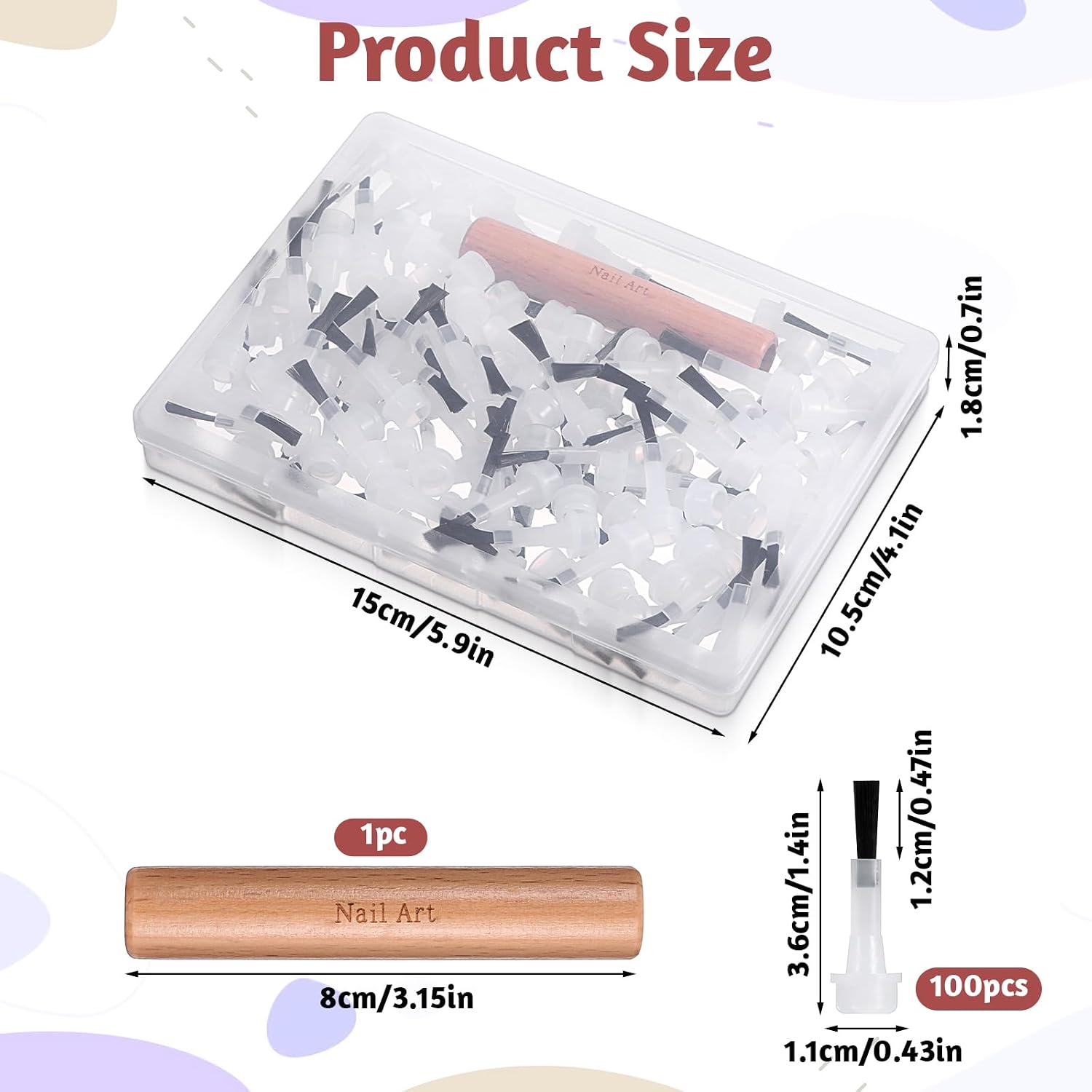 101Pcs Nail Polish Brush Replacement with Wood Handle, Disposable Dip Powder & Liquid Replacement Brush Kit Soft Bristles Nail Brushes for Nails Art