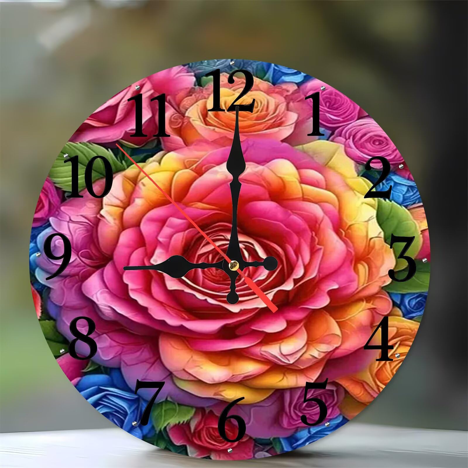 Horloge murale en bois ronde 35 cm décorative et silencieuse pour salon