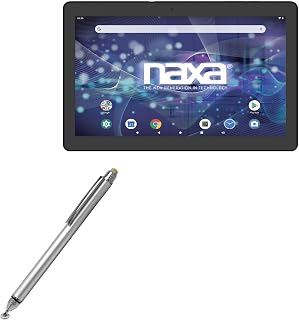 BoxWave Stylus Pen Compatible with Naxa NID-1020 - DualTip Capacitive Stylus, Fiber Tip Disc Tip Capacitive Stylus Pen - Metallic Silver