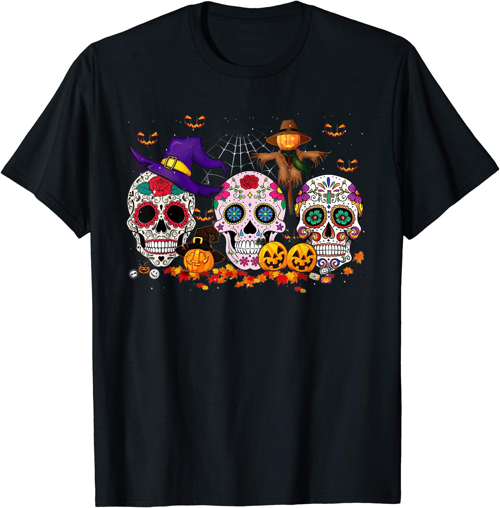 Sugar Skull Funny Halloween Shirts for Men Women Boys Kids T-Shirt