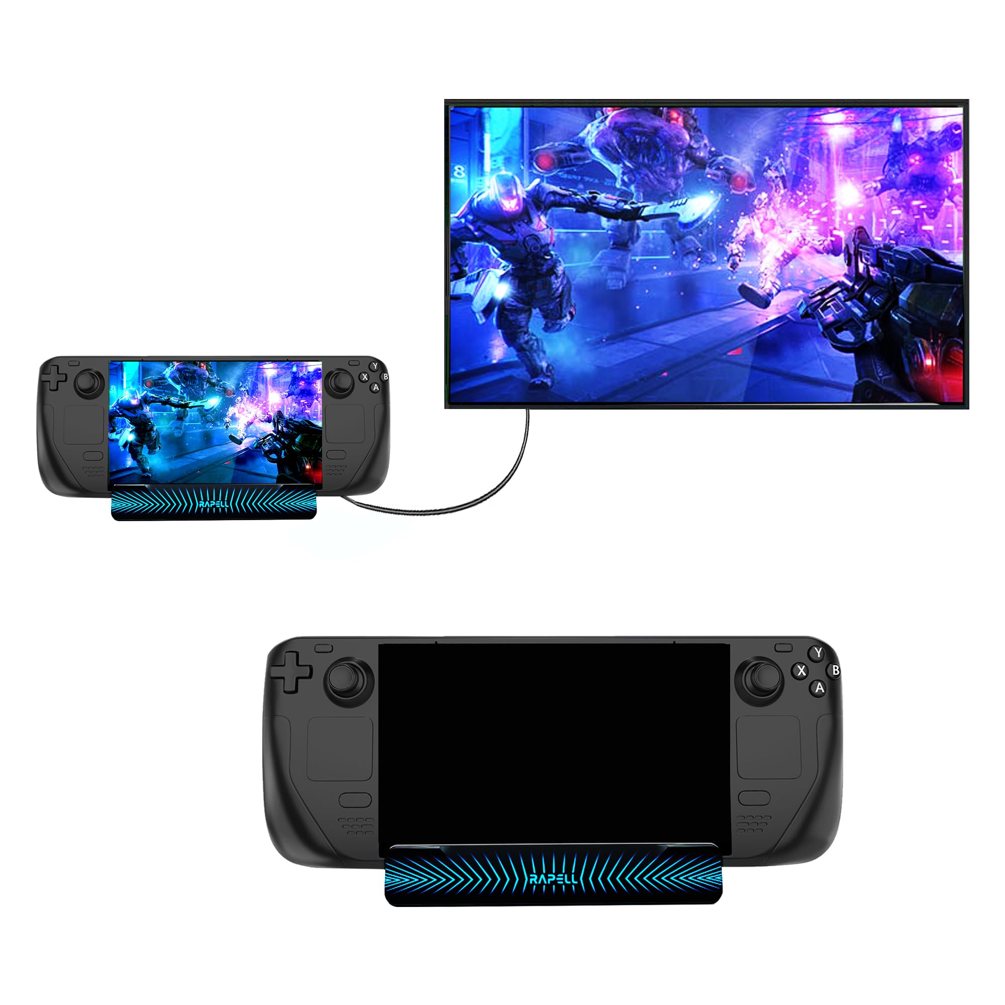 Rapell Stacja dokująca 6 w 1 do Steam Deck i Nintendo Switch z 4K przy 60 Hz HDMI, 4 USB-A 3.0, USB-C PD 100 W szybkie ładowanie