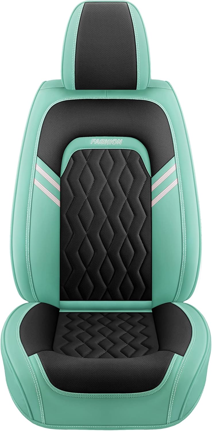 BGYFDU02 Seat Cover 5-Seater Full Set, Airbags Compatible with Synthetic Leather Car Seat Cushion Protectors (Bule-Black)